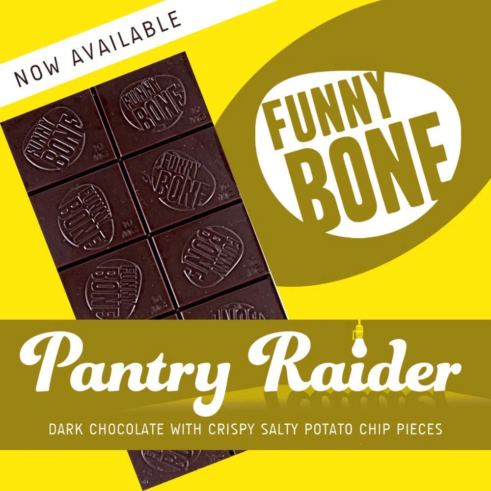 Photograph of product: FUNNY BONE - PANTRY RAIDER DARK CHOCOLATE 300MG HYRBID