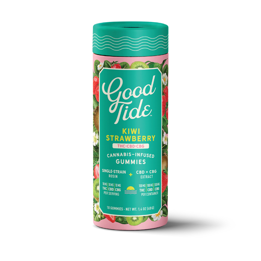 Photograph of product: Good Tide - Rosin Gummies - Kiwi Strawberry 1:1:1 (TH-oui:CBD:CBG)