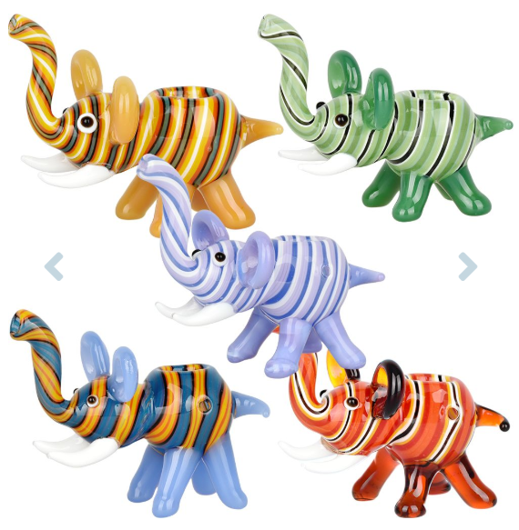 Photograph of product: Mini Wig Wag Elephant Glass Hand Pipe | 3" | Assorted Colors