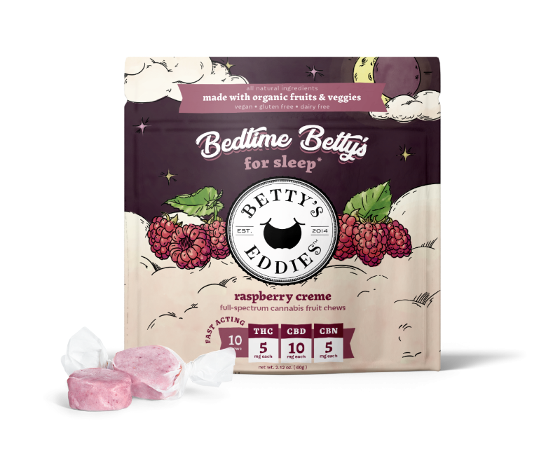 Photograph of product: Betty's Eddies | Fruit Chews Bedtime Raspberry Creme | 50mg