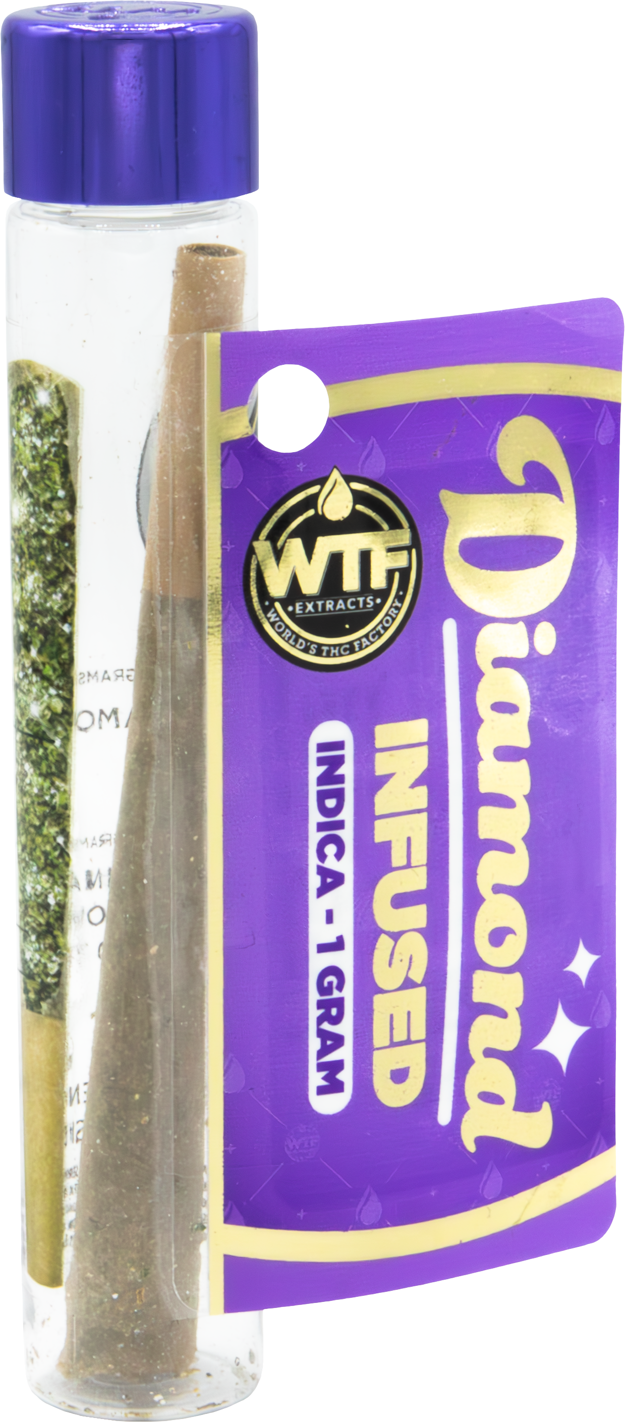 Photograph of product: WTF - Diamond Infused Preroll - Gelato 33 (I) (1.0g)