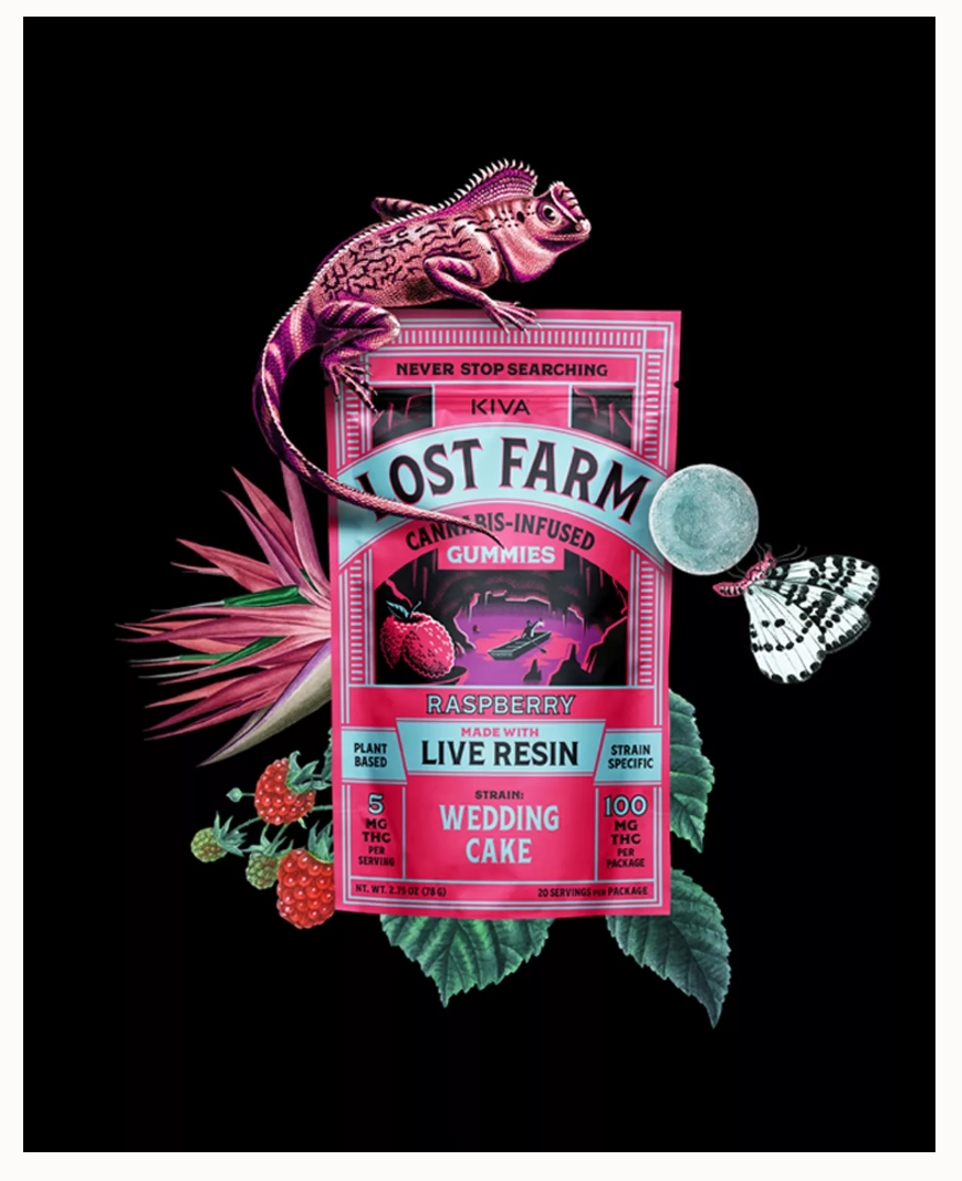 Photograph of product: Lost Farm | Raspberry | Wedding Cake | 10mg | 10pk