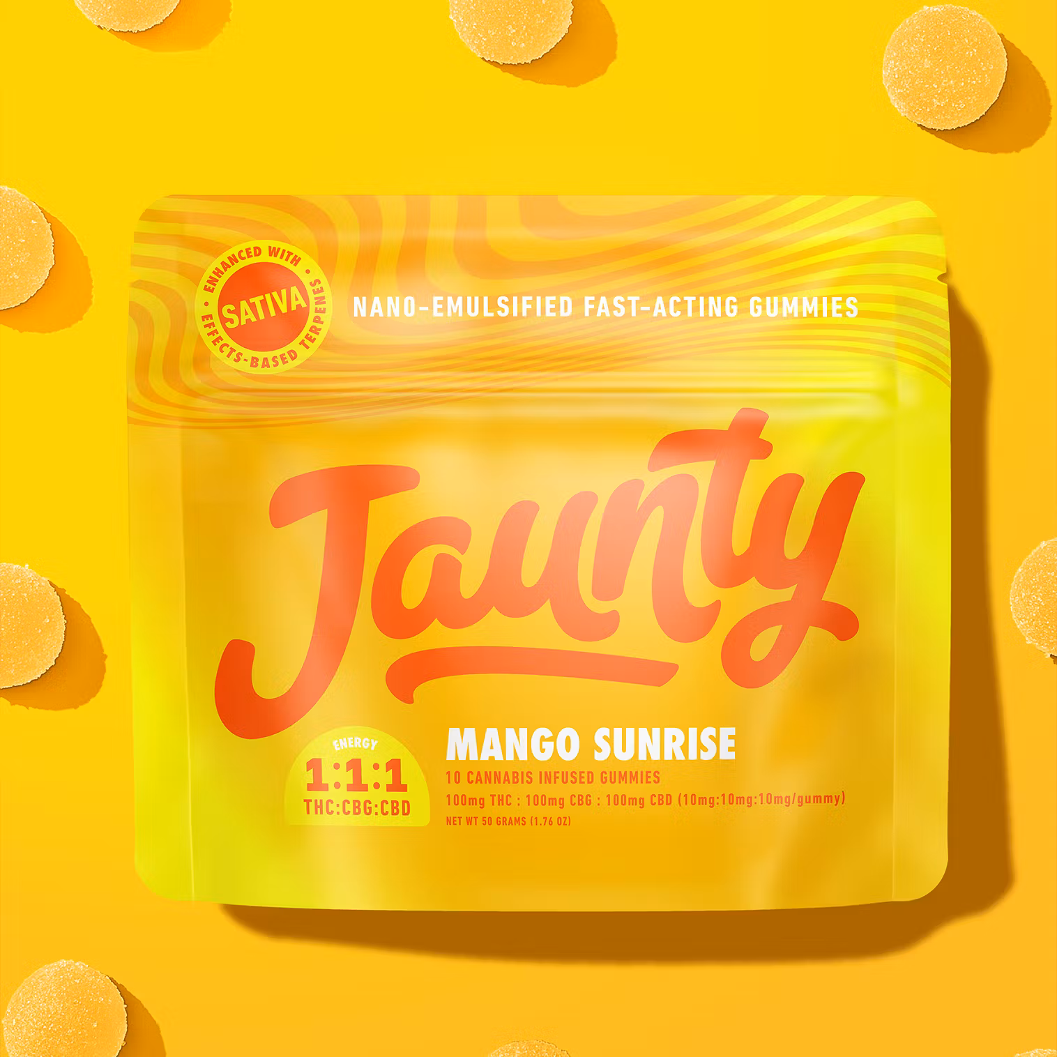 Photograph of product: Jaunty -Mango Sunrise - Gummies -10PK 100mg