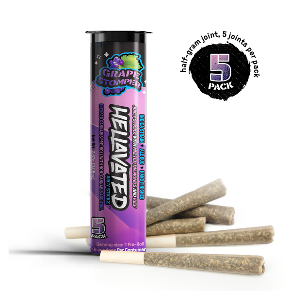 Photograph of product: 5pk Infused PreRolls - Hellavated - Grape Stomper