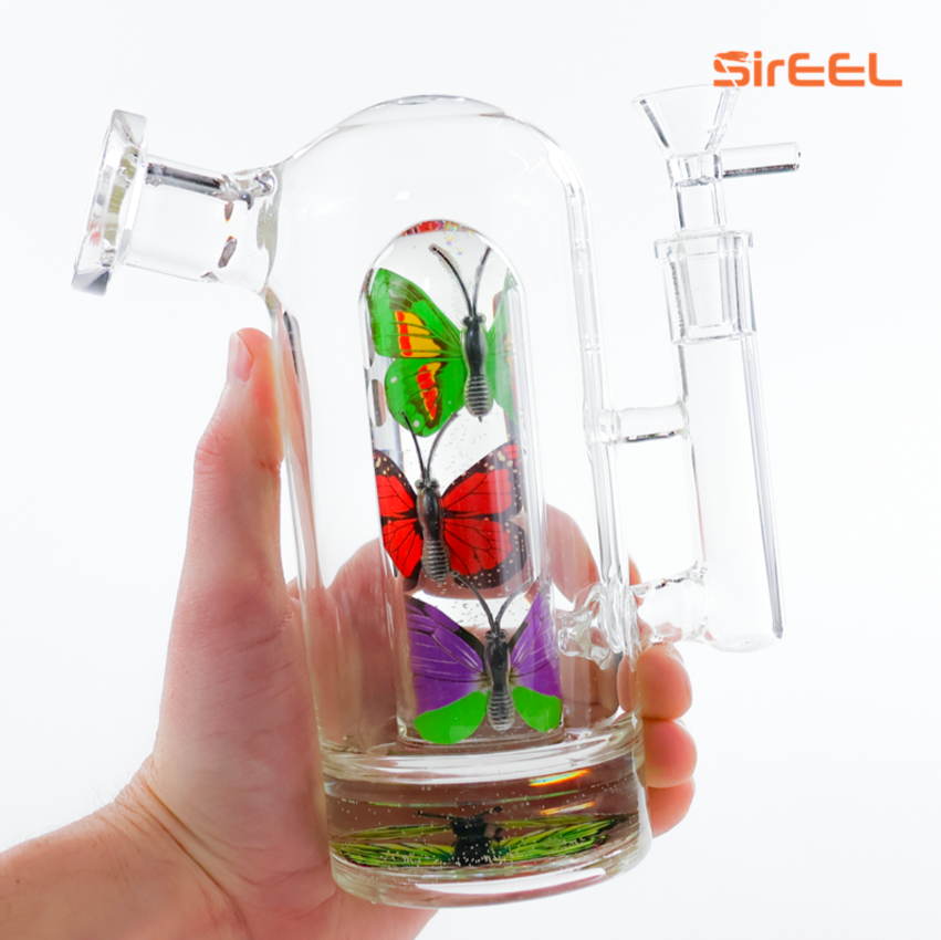 Photograph of product: SirEEL - 7" Butterfly Bliss Glycerin Bong with Flower Bowl