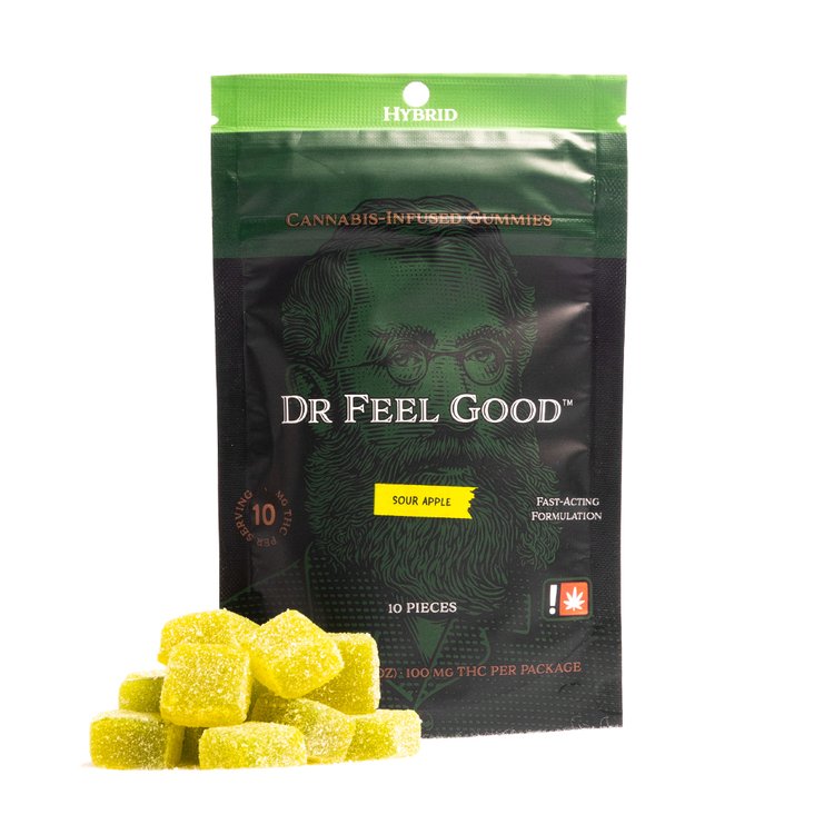Photograph of product: Dr. Feel Good - SOUR APPLE Oui'd - 10pc Distillate Gummy - (100mg) - S