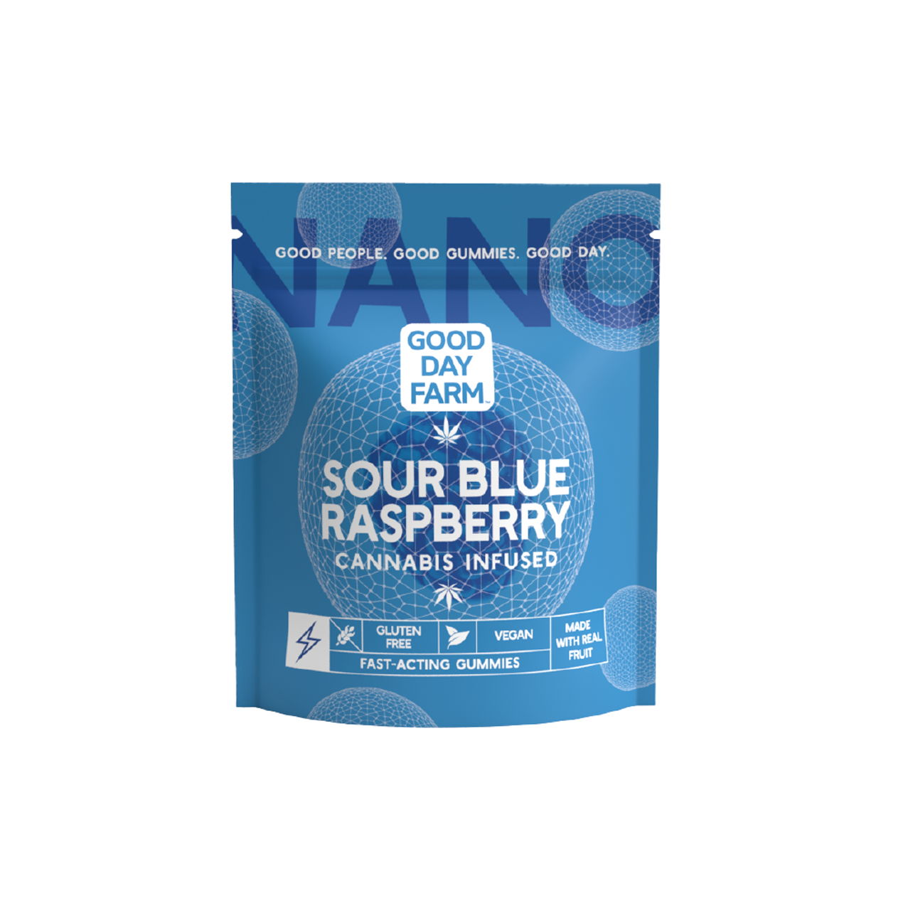Photograph of product: GDF - Edible - Gummies - Sour Blue Raspberry - Hybrid - 100MG