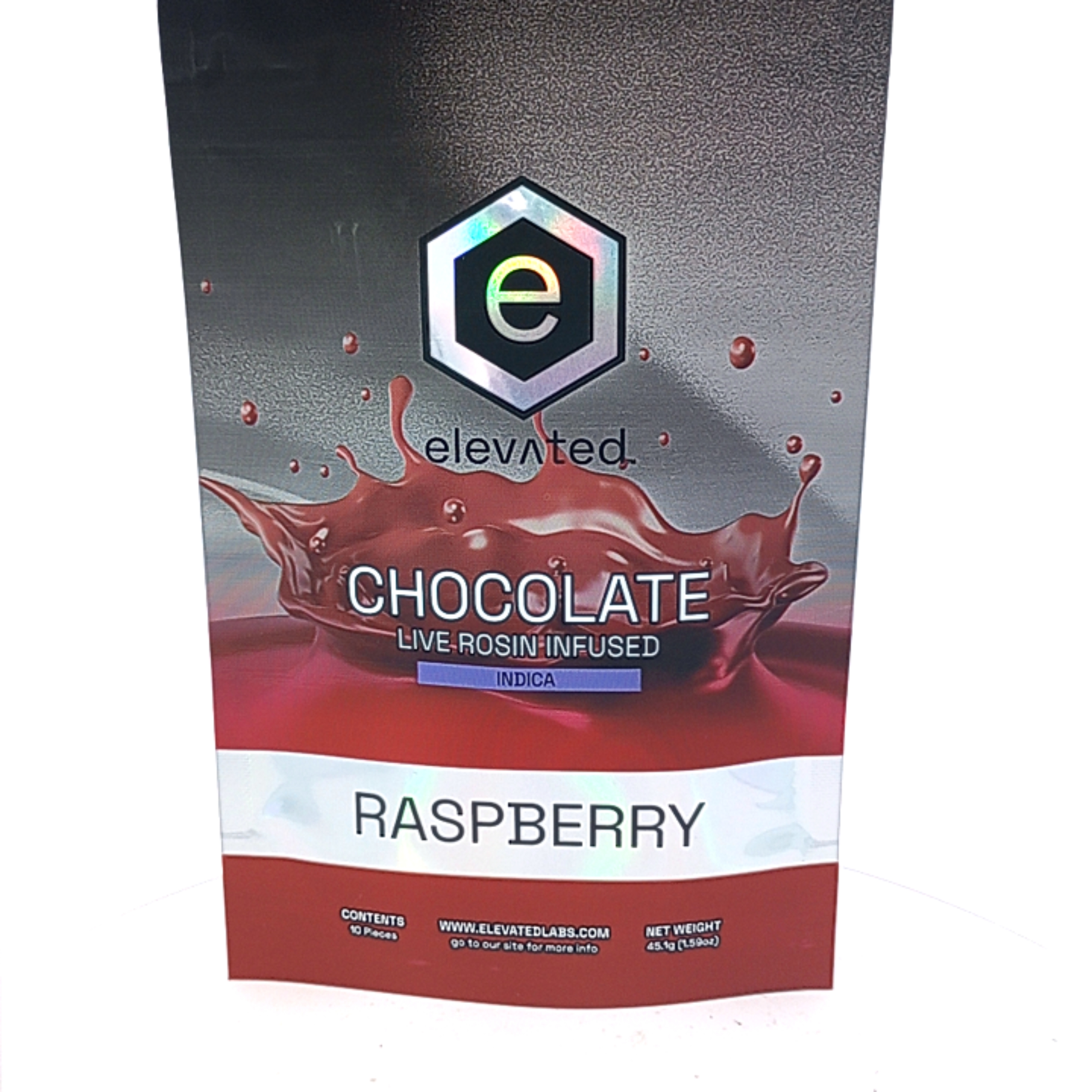 Photograph of product: Elevated - Chocolate - 100mg - Live ROSIN - Oui'd - Dark raspberry