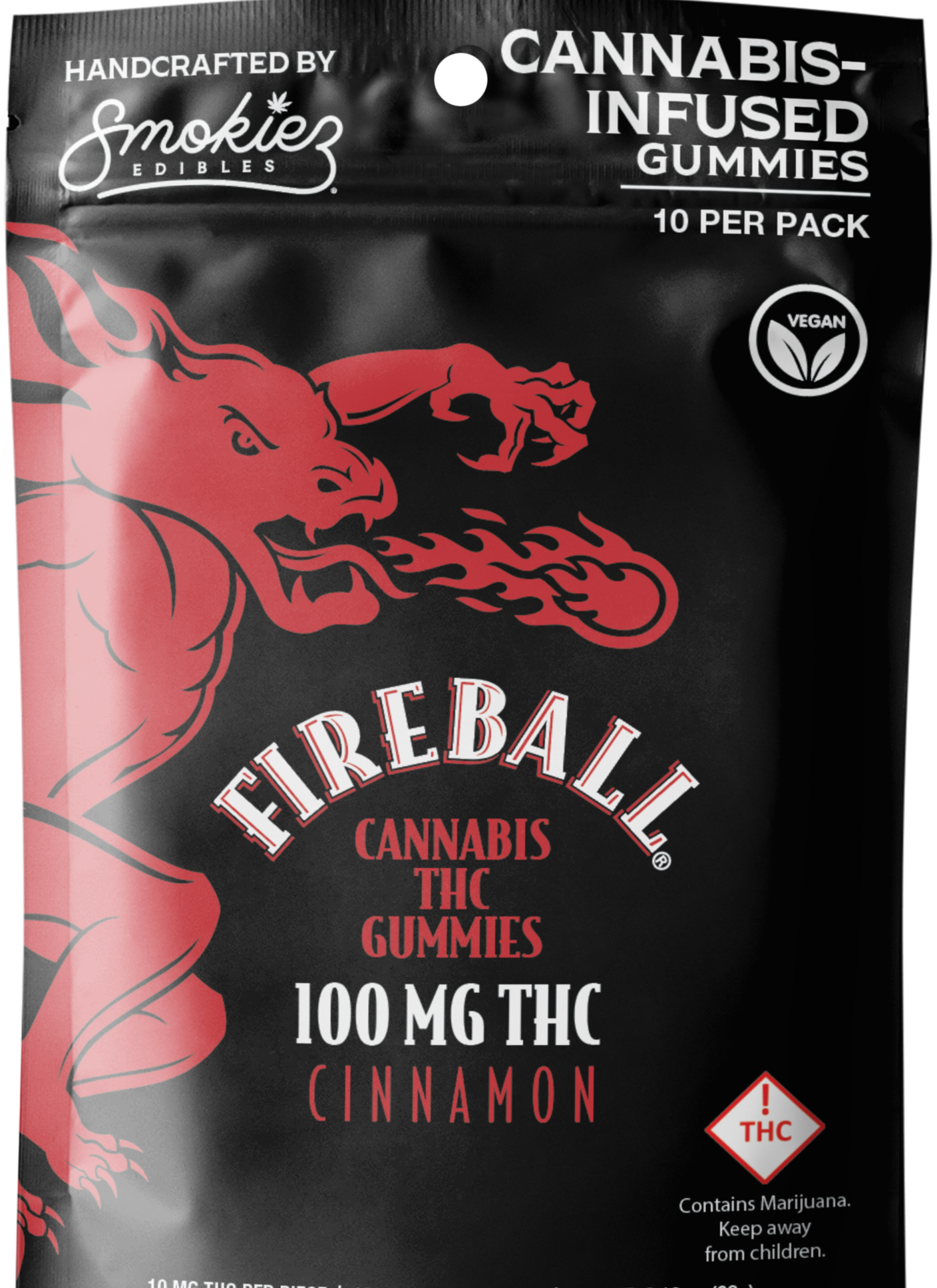Photograph of product: Fireball (H) - 100mg Gummies - Smokiez