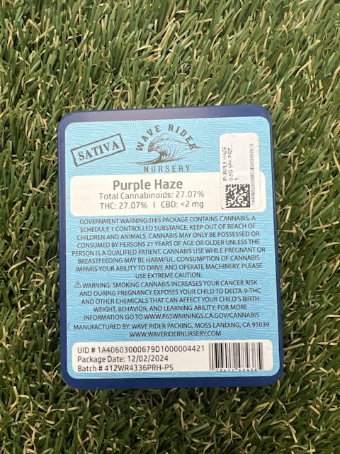 Photograph of product: PURPLE HAZE 0.5G 5PK PRE ROLL - 