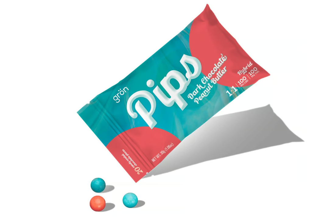 Photograph of product: Gron Dark Chocolate Peanut Butter Pips 1:1 100 MG (TH-oui/CBD)