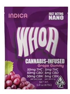 Photograph of product: Whoa - Edibles - Grape 1:1:1 - 5 pack - 100MG