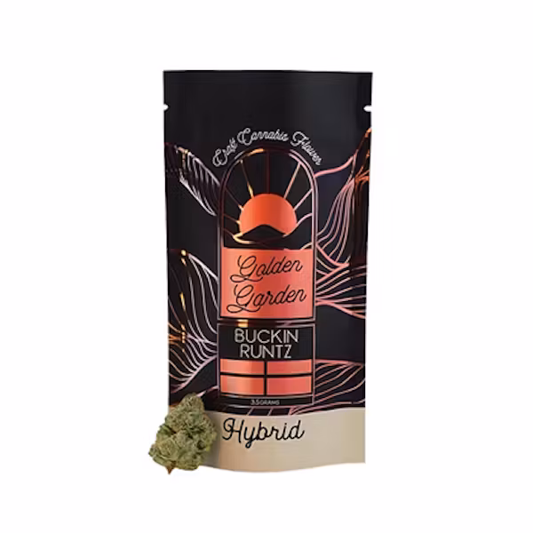 Photograph of product: Golden Garden | Flower | Buckin Runtz | 3.5g | Hybrid | 25.8% TH-oui