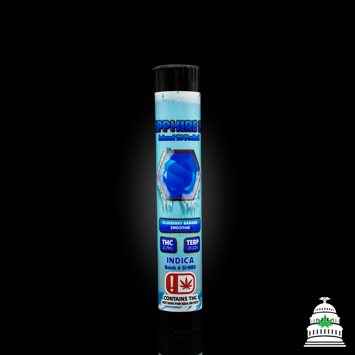 Photograph of product: Blueberry Banana Smoothie - Sapphire Ice Infused PreRoll