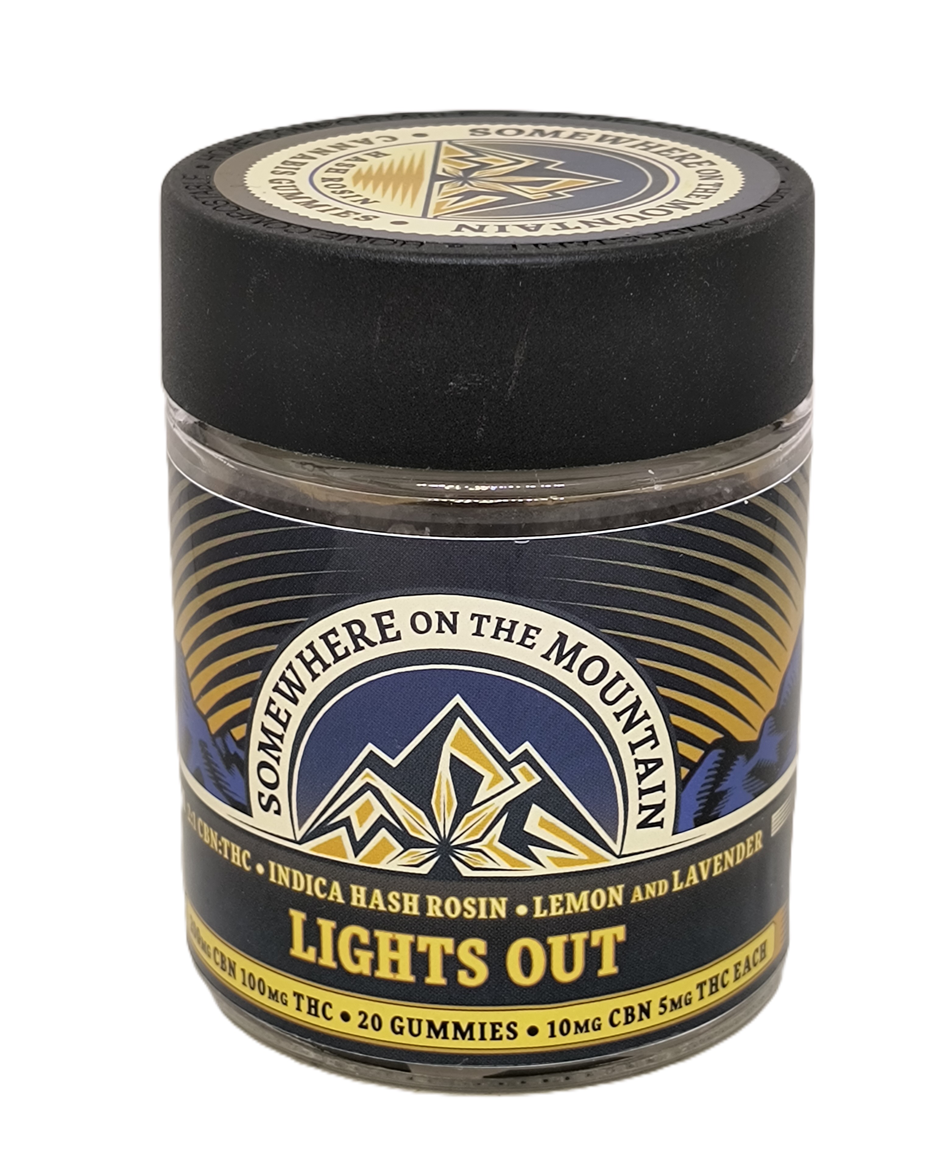 Photograph of product: Lights Out Lemon Lavender Rosin Gummies | 100mg 2:1 CBN:TH-oui | Somewhere on The Mountain