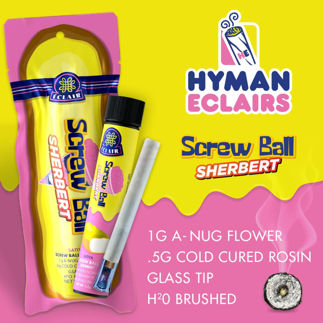 Photograph of product: Hyman - 1.5g Eclair Infused Pre-Roll - Screwball Sherbert