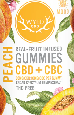 Photograph of product: WYLD CBD Gummies - Peach 2:1 CBD/CBC (2 Pack)