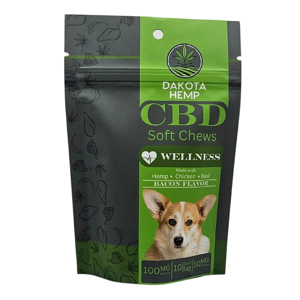 Photograph of product: CBD Bacon Dog Treats | 10pc 100mg | Dakota Hemp