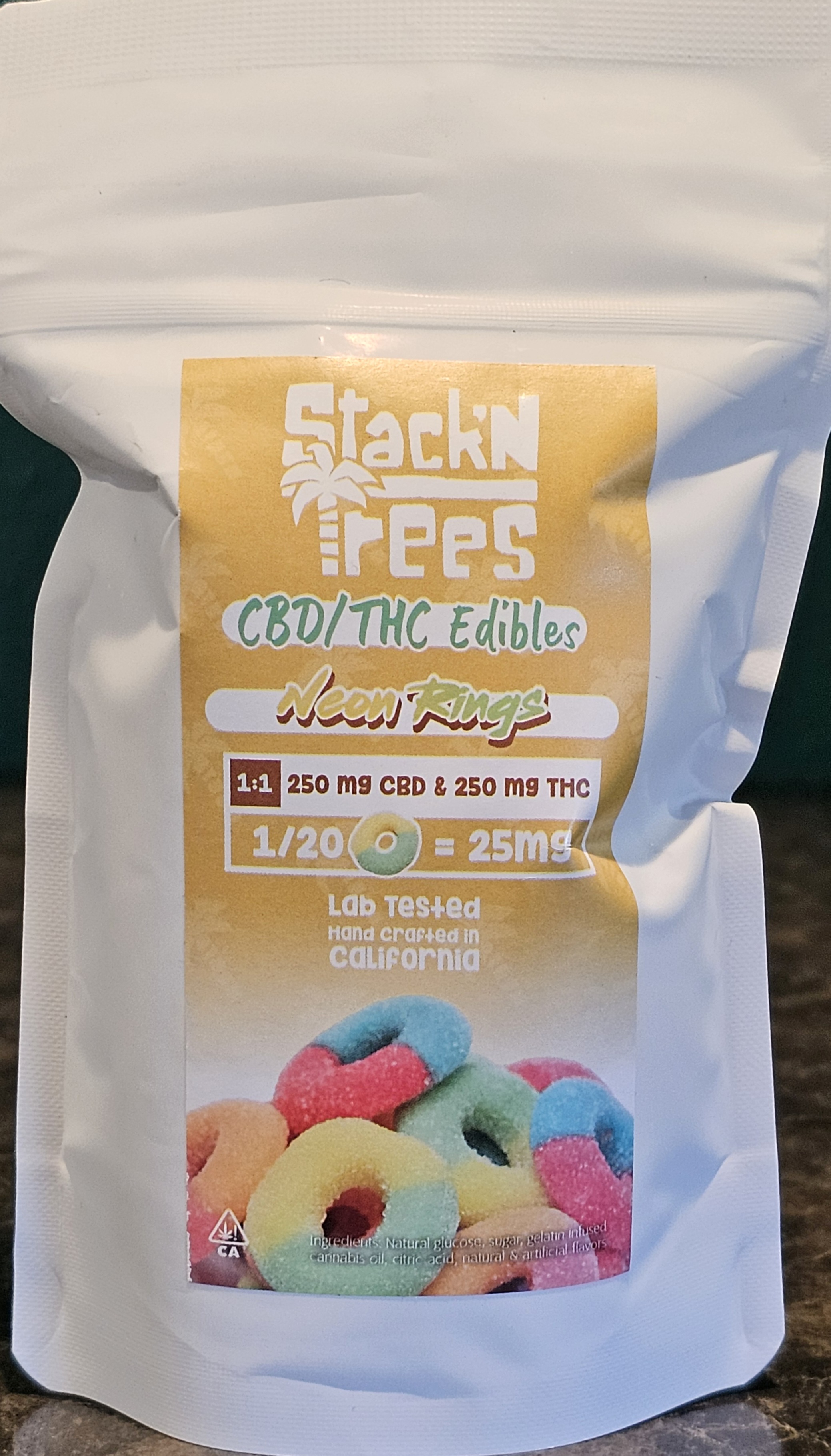 Photograph of product: 1:1 500MG Neon Rings