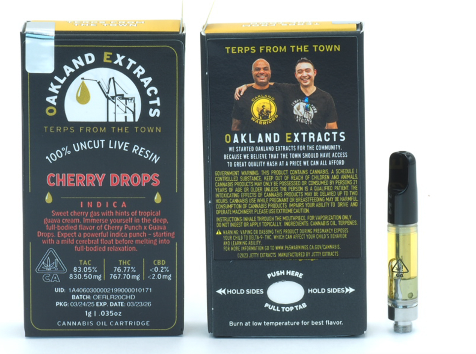 Photograph of product: Cherry Drops (I) 100% Uncut Live Resin CARTRIDGE 1g - Oakland Extracts