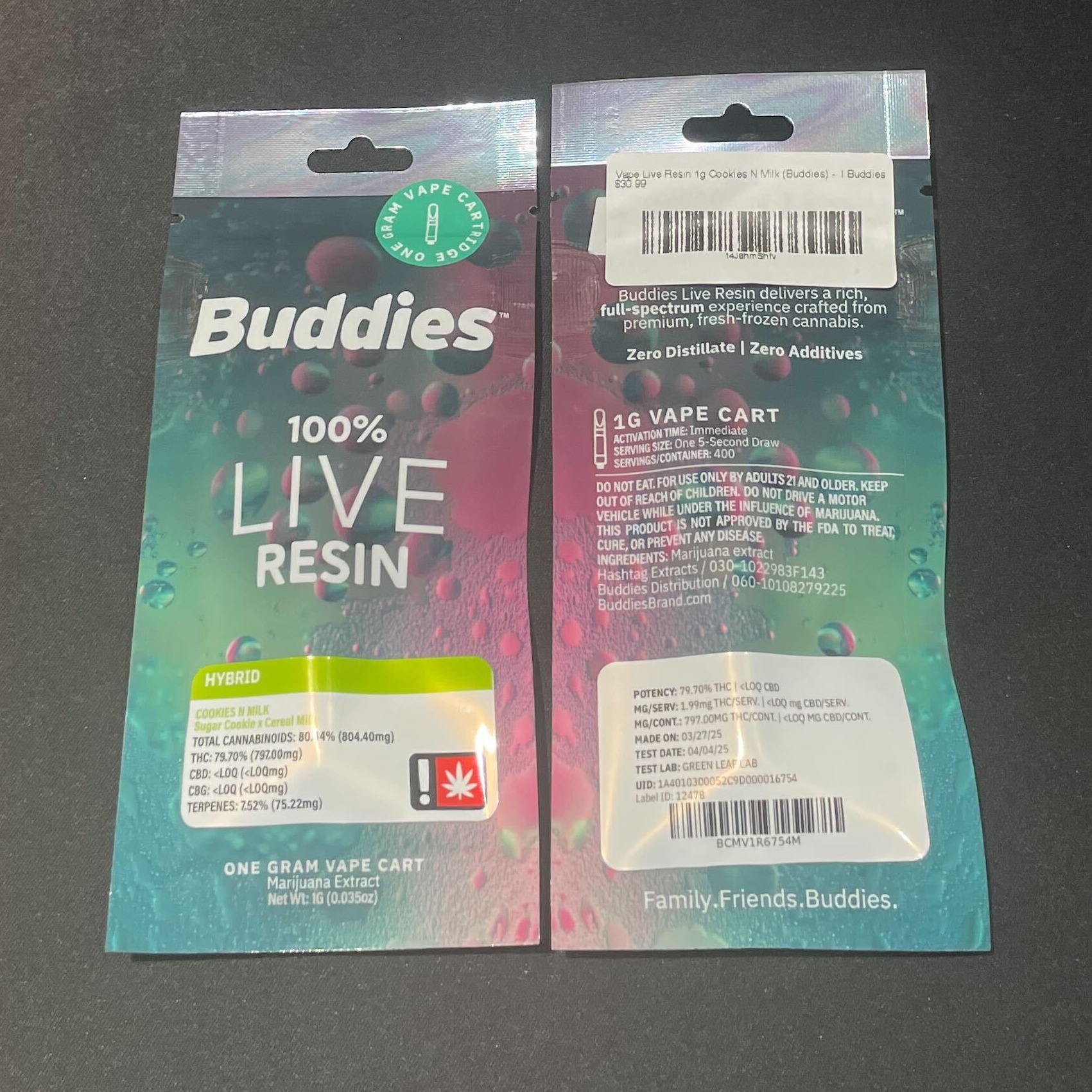 Photograph of product: Vape Live Resin 1g Cookies N Milk (Buddies)