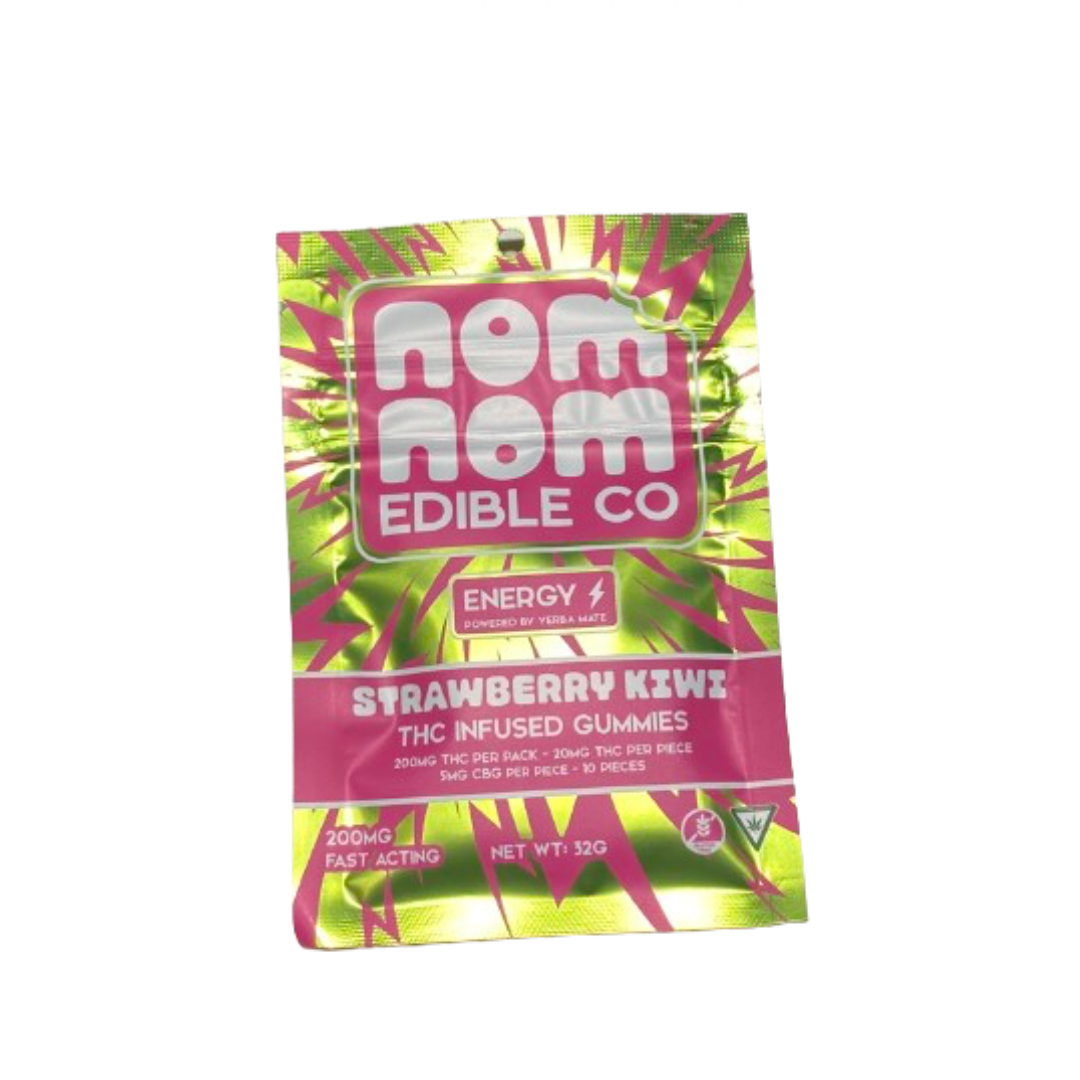 Photograph of Product: Nom Nom Edible Co - Gummies Energy - Strawberry Kiwi - 200mg