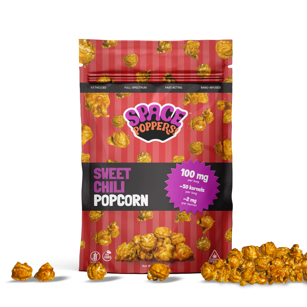 Photograph of product: Sweet Chili Popcorn - 1:1 TH-oui:CBD - 100mg - 50 pack