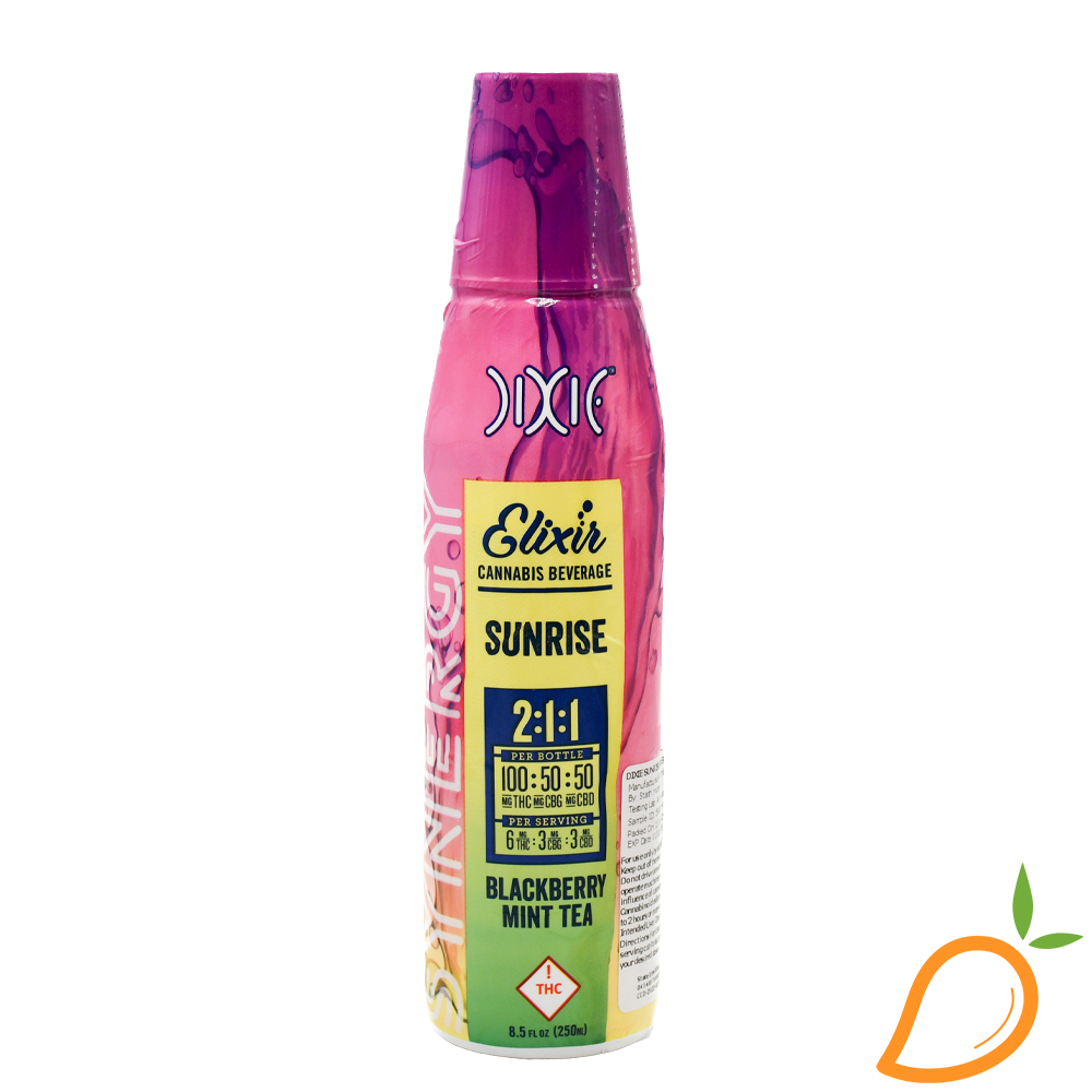 Photograph of product: 100mg 2:1:1 TH-oui/CBD/CBG Synergy Sunrise Blackberry Mint Tea Elixir Dixie