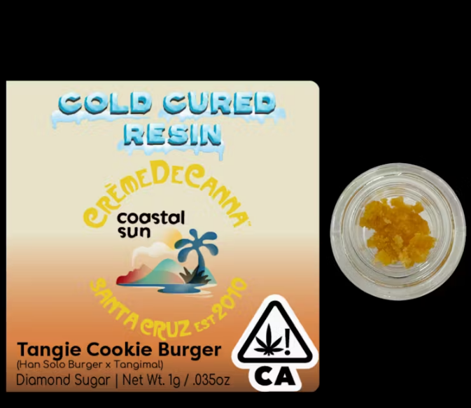 Photograph of product: Creme De Canna Tangie Cookie Burger Cold Cured Resin Diamond Sugar