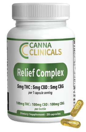 Photograph of product: Relief Complex 1:1 TH-oui:CBD | 100mg 20pk Capsules