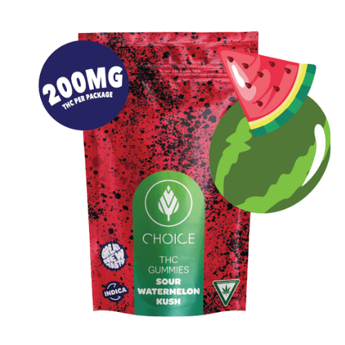 Photograph of product: Choice 200mg Gummies Super Sour Watermelon Kush