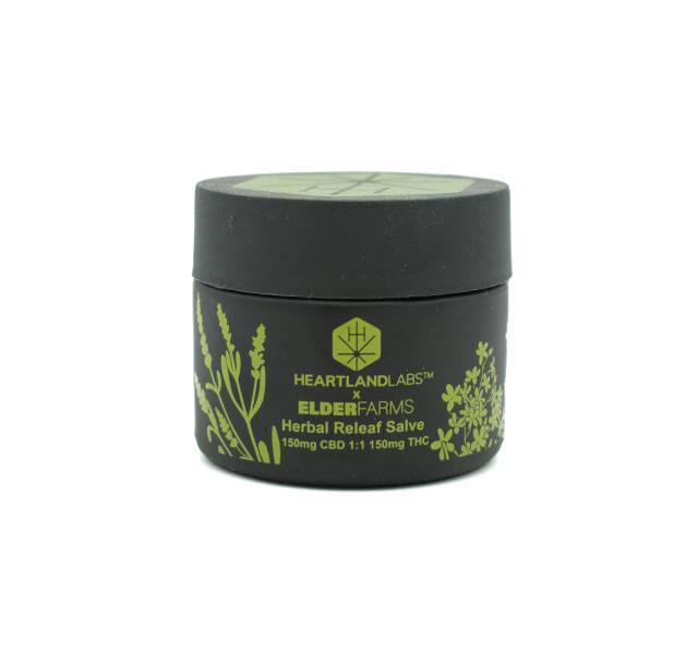 Photograph of product: HEARTLAND LABS - 1:1 TH-oui:CBD HERBAL RELEAF SALVE  150MG HYBRID
