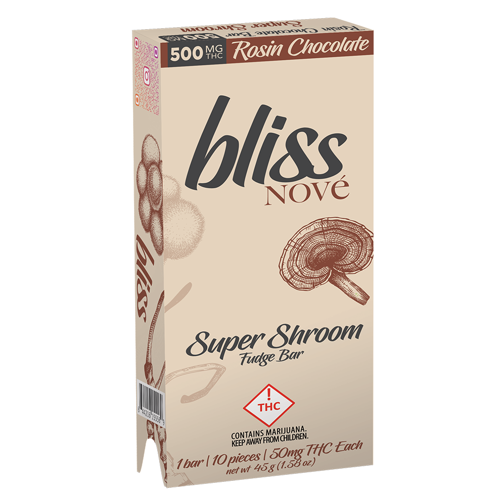 Photograph of product: Nove Bliss Super Shroom Fudge Bar | 500mg TH-oui | Rosin