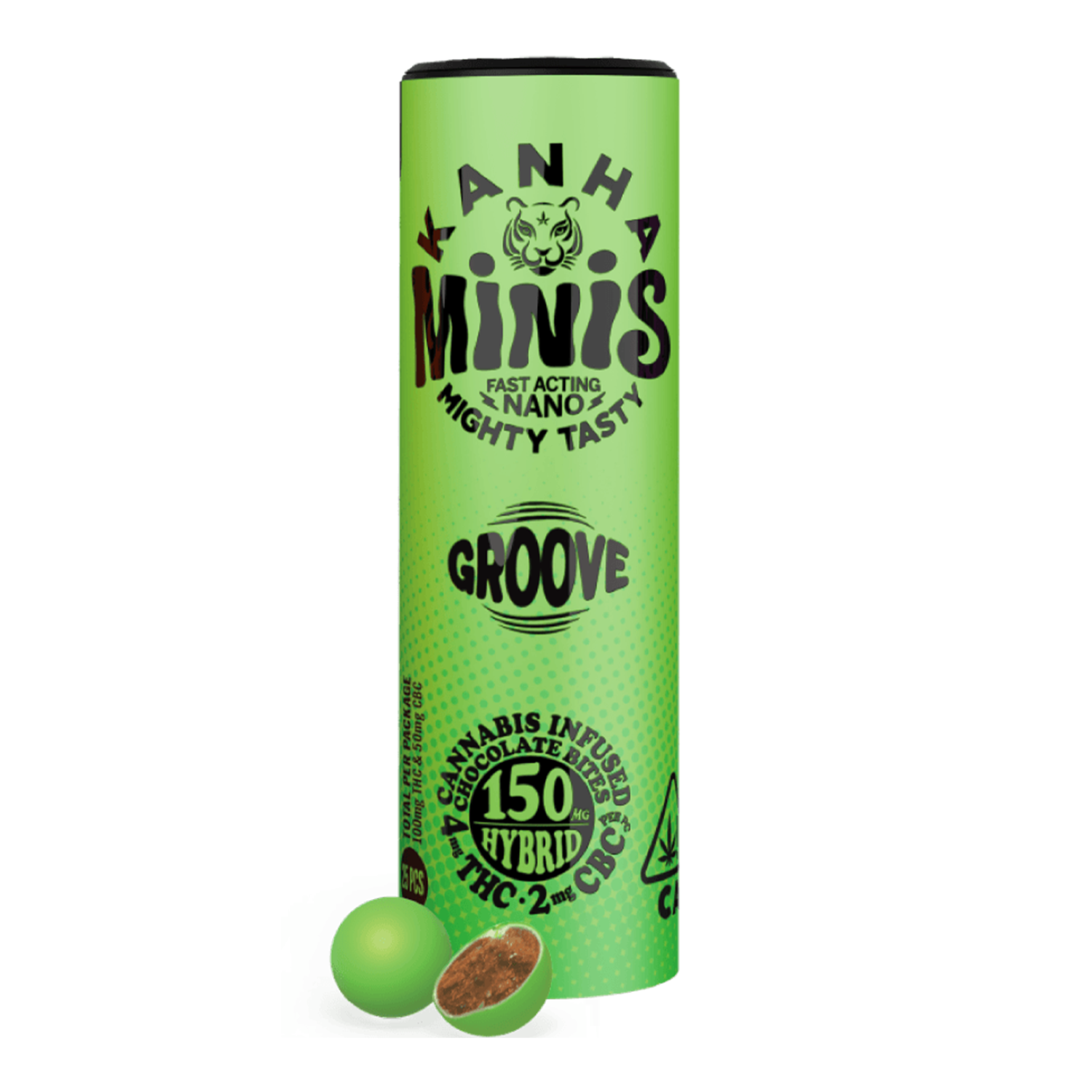 Photograph of product: KANHA FAST ACTING NANO CHOCOLATE MINI'S EDIBLE - GROOVE 2:1 THC:CBC 100MG:50MG (25CT)