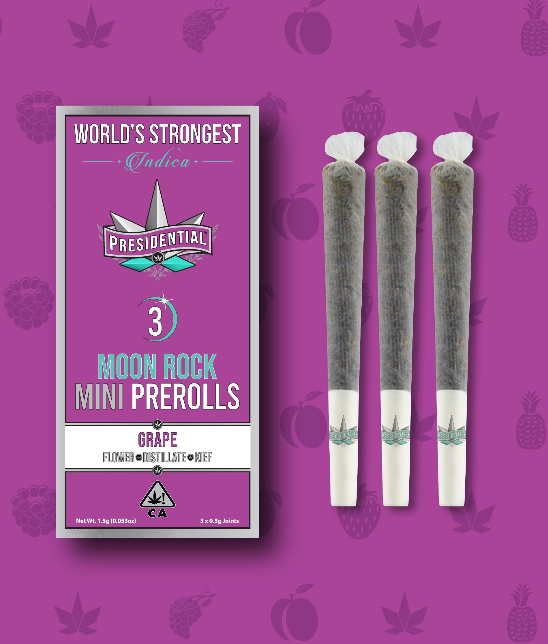 Photograph of product: Presidential - Grape - Moon Rock - Mini - Multi Infused Joint - 3ct - 1.5g