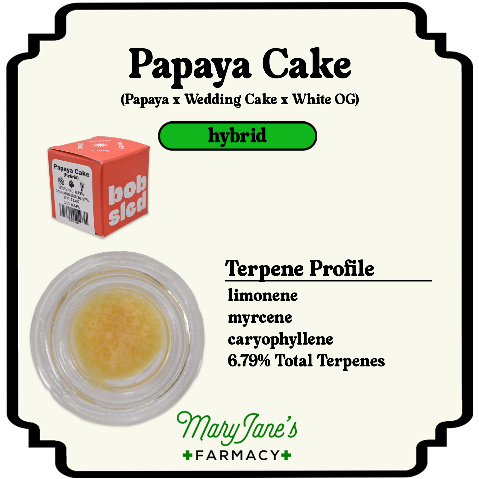 Photograph of product: Papaya Cake Cured Resin Extract | 1g