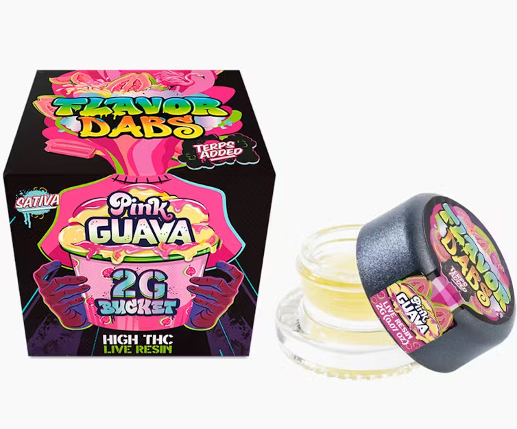 Photograph of product: Loud & Clear Flavor Dabs Pink Guava Oui'd Live Resin 2g