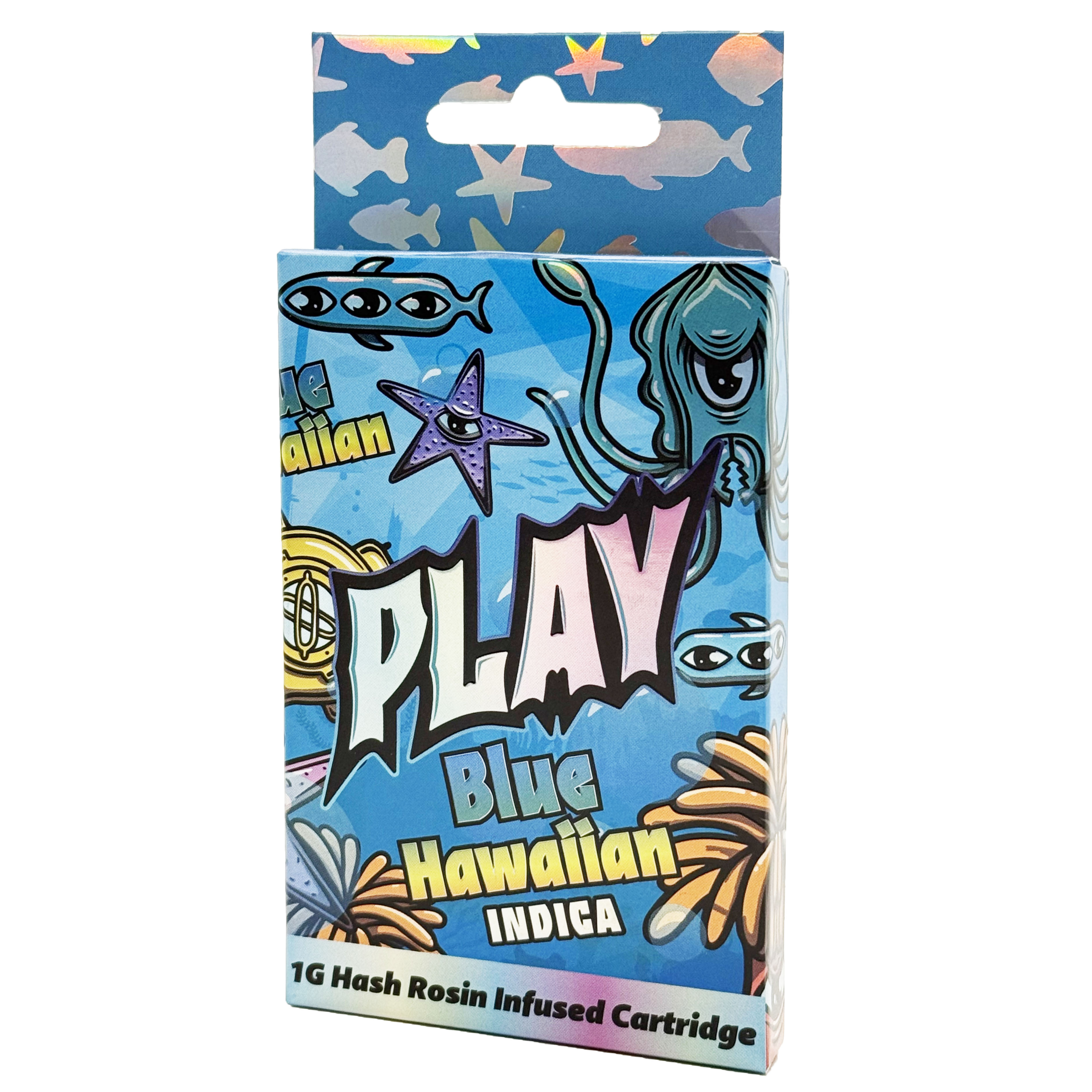 Photograph of product: Play Blue Hawaiian au chocolat Rosin Infused Cartridge Rec