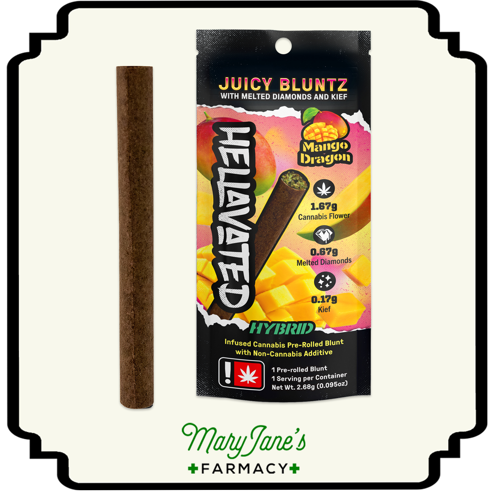 Photograph of product: Mango Dragon Infused Flavored Juicy Blunt | 2.51g
