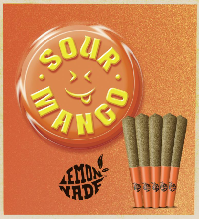 Photograph of product: LEMONNADE SOUR MANGO 5X.5 INFUSED PRE ROLL PACK