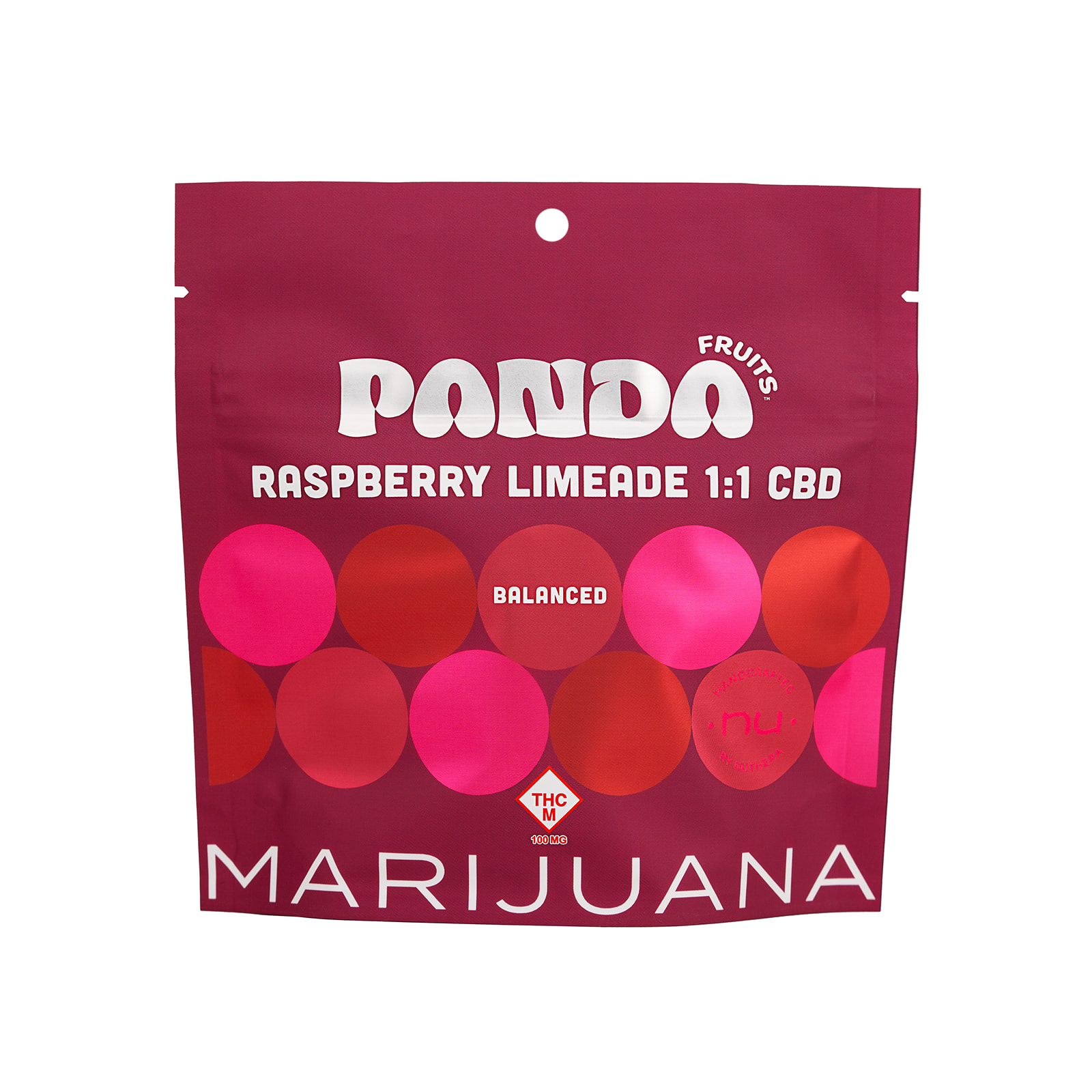 Photograph of product: Panda Fruits Raspberry Limeade 100mg CBD:100mg TH-oui