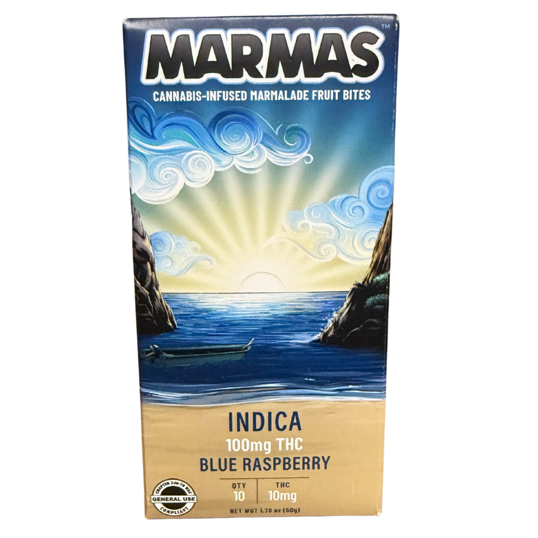 Photograph of product: Marmas Blue Raspberry Gummies Oui'd 100mg