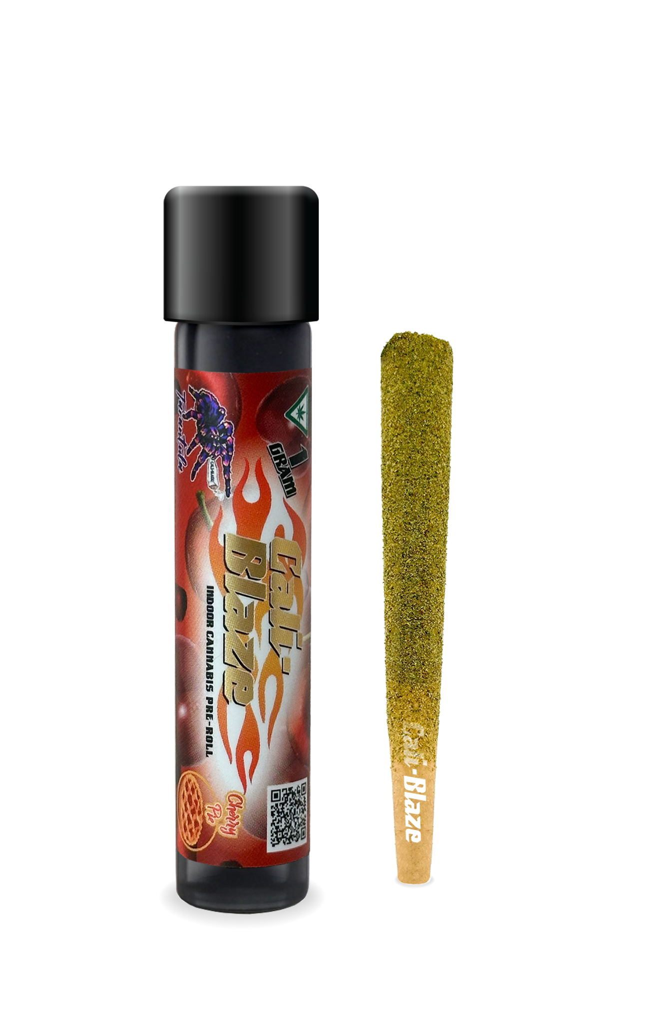 Photograph of product: CALI-BLAZE | Infused Preroll | Tarantula | Cherry Pie | 1g