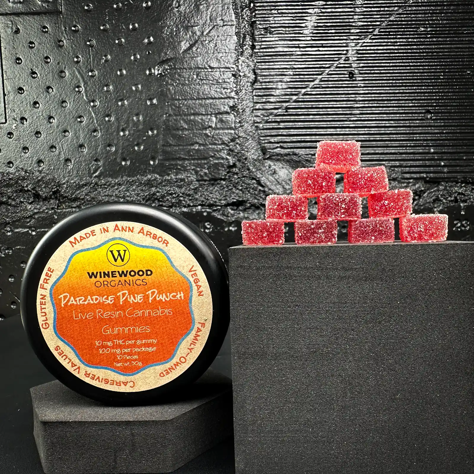 Photograph of product: Live Resin Gummies | Paradise Pine Punch | 100mg (10mg Each)