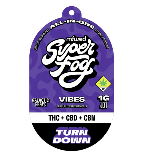 Photograph of product: Turn Down CBD + CBN VIBES Jef Disposable | 1g