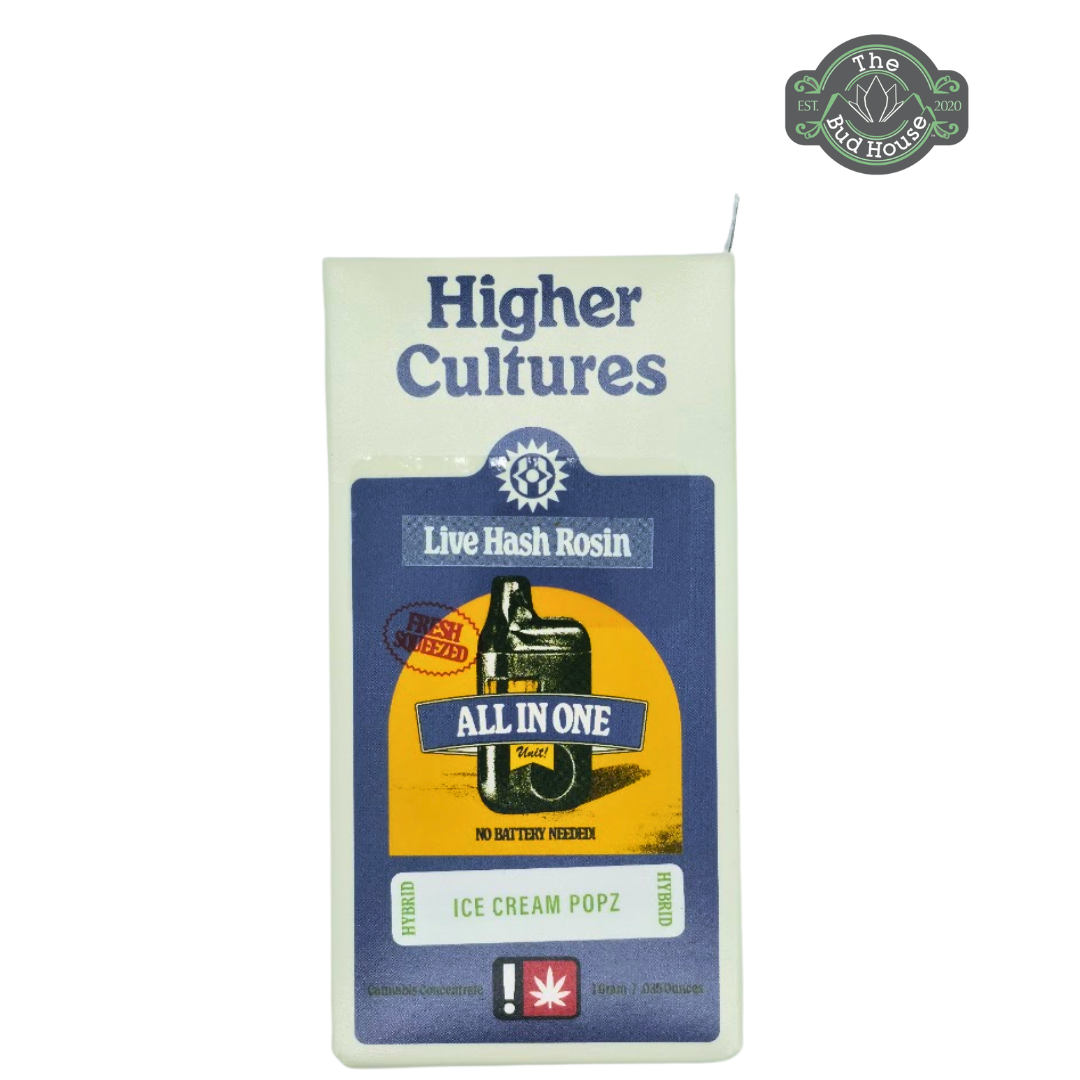 Photograph of product: Higher Cultures 1g ICE CREAM POPZ Live au chocolat Rosin AIO