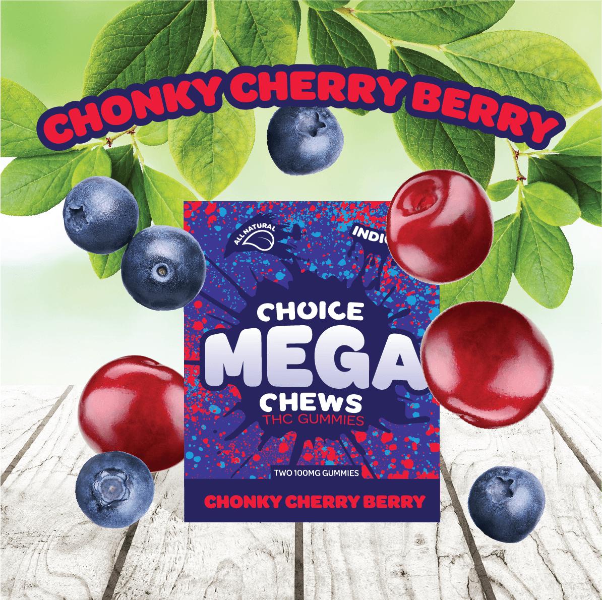 Photograph of product: Chonky Cherry Berry Mega Chews | Choice Chews | 200mg