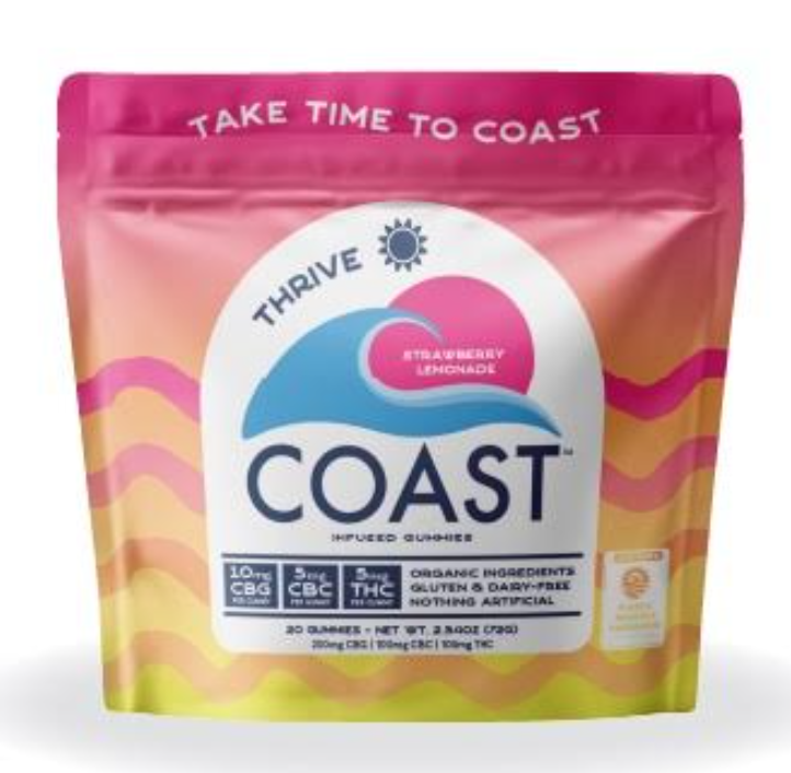 Photograph of product: Strawberry Lemonade Gummies - 1:2:1 TH-oui:CBG:CBC - Coast