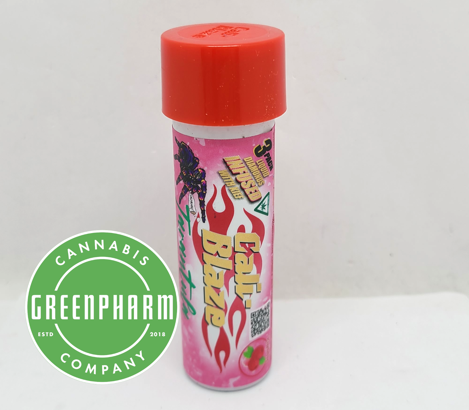Photograph of product: Infused Pre-Roll | Cali-Blaze | Raspberry Tarantula 3 Pack