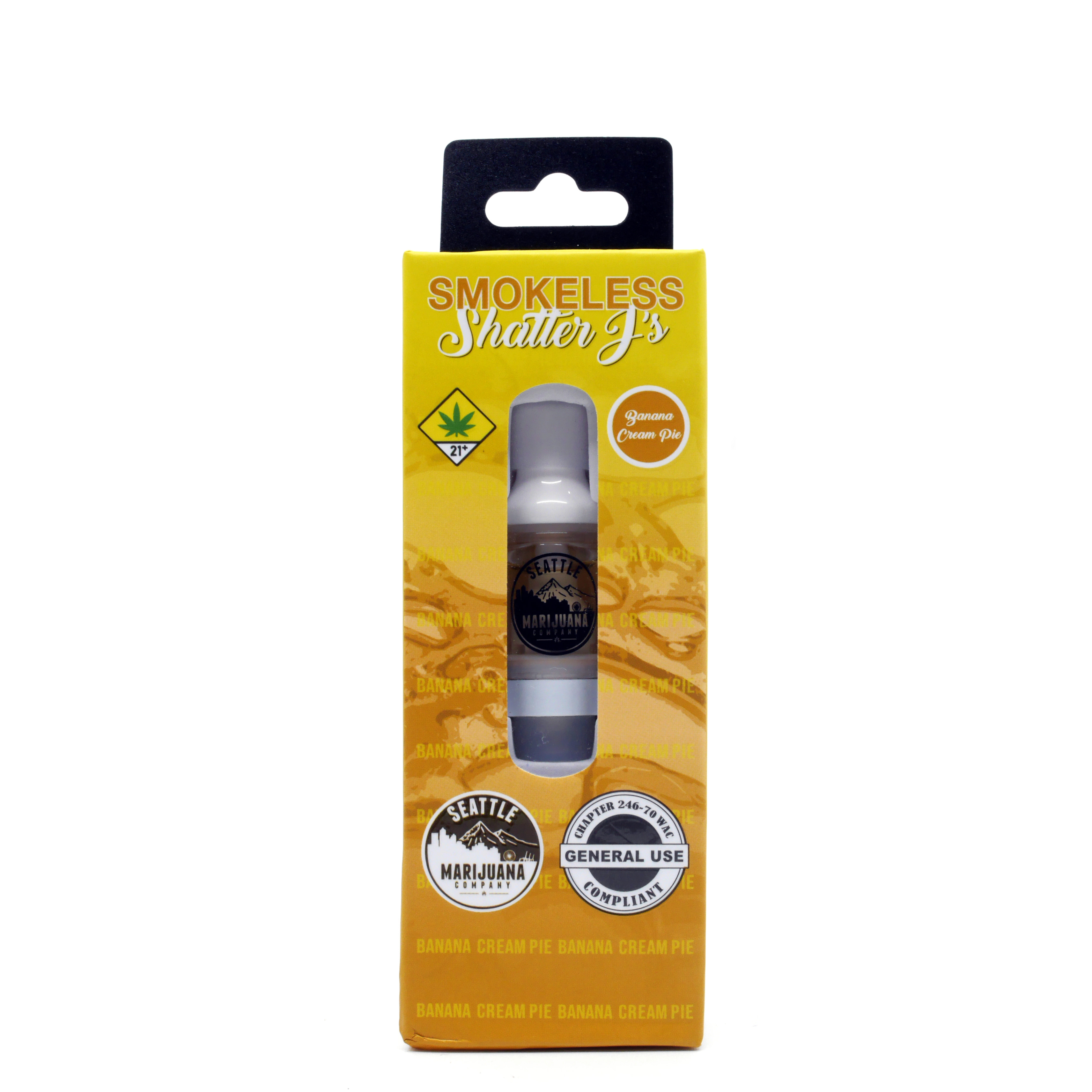 Photograph of product: Banana Cream Pie Smokeless Shatter J's Cartridge | 1g (DOH)